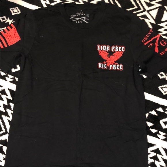 Grunt Style Tops - Unisex Grunt Style Love Free Die Free Tee SZ S